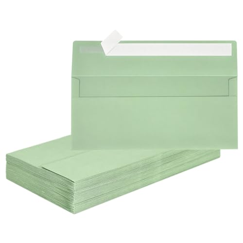 Image of Mulbozy 50 Pcs #10 Sage Green Envelopes Letter Size Windowless Self Seal