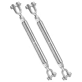 LordHardware 1/2 x 9 Inch Turnbuckle Forged Galvanized Steel Jaw and Jaw Turnbuckles for Cable Rail Rigging Rope Chain, 2,200 lbs Working Load Limit, 2PCS (1/2' X 9')