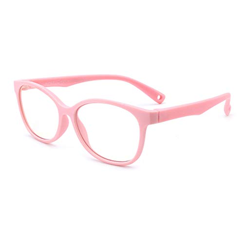 JUSLINK Flexible Kids Blue light Blocking Glasses for Girls and Boys Age 3-12 (Pink)