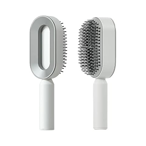 Self Cleaning Hair Brush for Women, 3D Air Cushion Massager Brush, Easy Clean Hair Brush, Detangling Anti-Static Brush, Suitable for All Hair Types (White) Cover