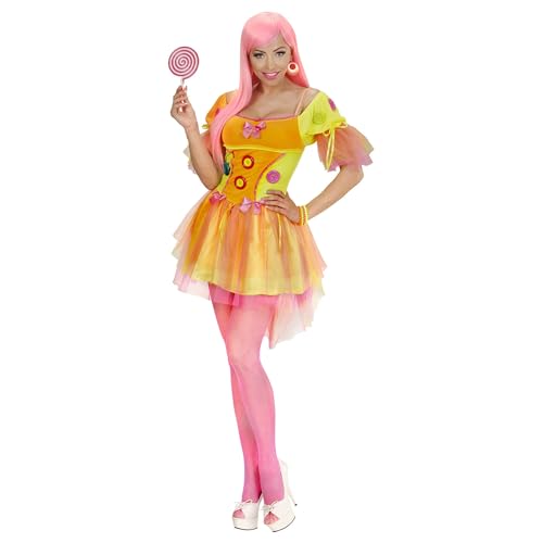 W WIDMANN MILANO Party Fashion - Costume Neon Fantasy Girl, robe, Candyland, princesse bonbon, carnaval