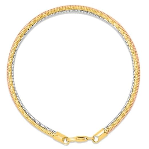 ZAVYA 925 Sterling Silver Modest Triple Tone Multicolour Rhodium, Gold and Rose Gold Plated Chain Bracelet (Single) | Gift for Women and Girls | With Certificate of Authenticity and 925 Hallmark