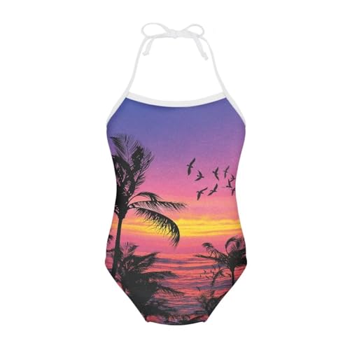 Image of Girls One Piece Swimsuit Beach Bathing Suit Toddler Floral Halter Straps Swimwear for 1-10 Years