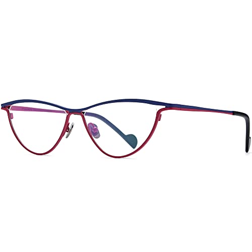 Image of FONEX Colorful Pure Titanium Glasses Frame Women Retro Round Eyeglasses