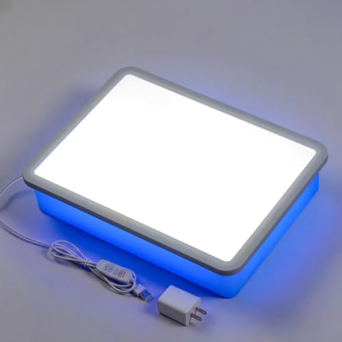 PreTrans Bright LED Light Table for Kids - 16 Kids Light Box (Blue)