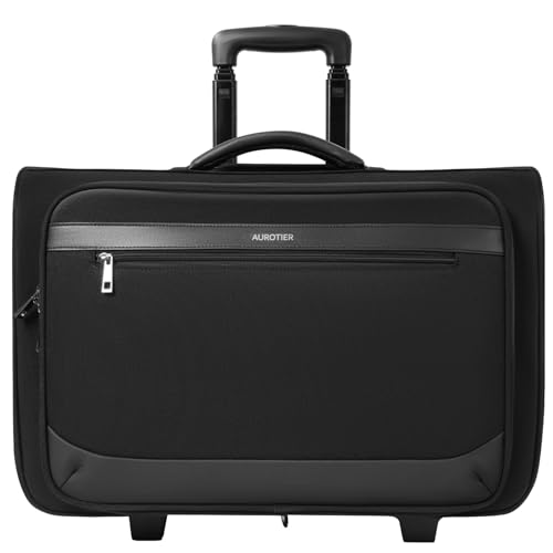 AUROTIER Rolling Garment Bags for Travel, Built-in Hanging Feature, Wheeled Business Suitcase with 17 Inch Laptop Compartment, Lockable Carry on Luggage for Men and Women with Wheels