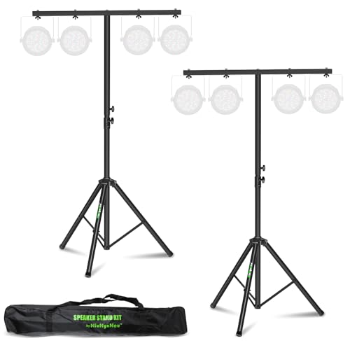 NiuNyuNeu Dj Light Stand T Bar Metal Stage Stand for Par Lights Tripod Light Stand with Crossbar Mount with a Carry Bag Set of 2
