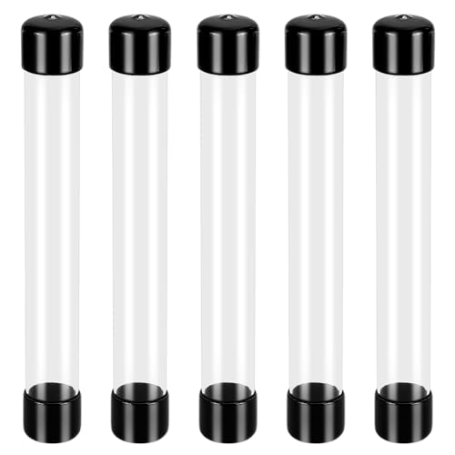 AHANDMAKER 5 tubos de plástico rígido transparente con tapas y tubo de almacenamiento portátil de policarbonato