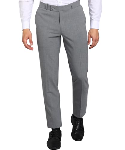 Image of GHPC Stylish Slim Fit Polyester Lycra Stretchable Formal Pant for Men | Mens Fashion Plain Solid Wear Dress Trousers Pants for Office or Party