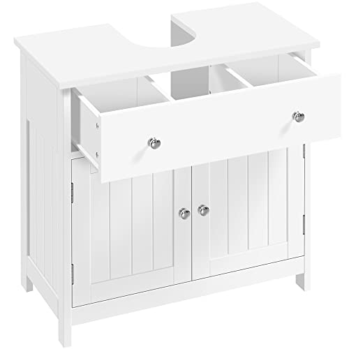 Yaheetech Meuble sous Lavabo Salle de Bain Armoire de Rangement pour Vasque avec Tiroir et 2 Portes en MDF Anti-humidité Meuble de Rangement 60 × 30 × 60 cm...