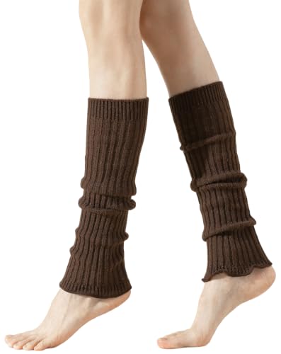 Image of Yawlsow Leg Warmers for Women Girls Y2k Knit Ruffle Leg Warmer Winter 80s with Sequins, Japanese Kawaii Harajuku Accessories