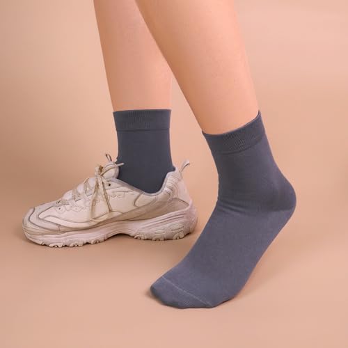 Image of Womens Viscose Bamboo Crew Socks Thin Casual Ultra Soft Colorful Above Ankle Socks Breathable Comfortable 3 /6 Pairs