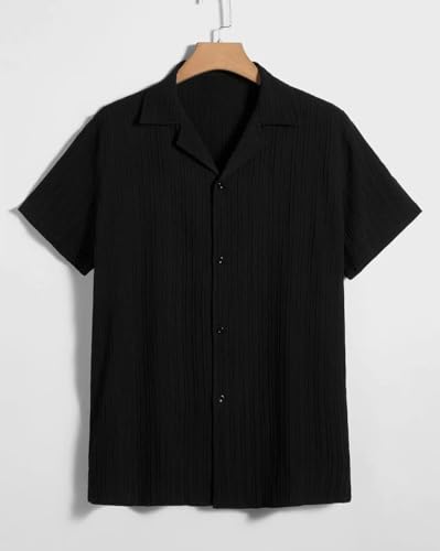 Image of Men's Relaxed Fit Striped Short Sleeve Button-Down Casual Shirt