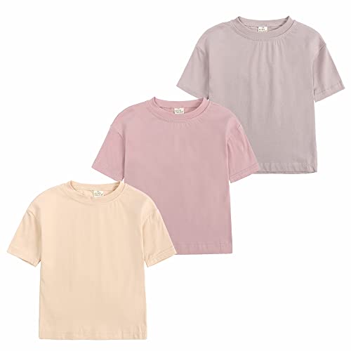 Kids Tales Baby Girls Solid Color T-Shirt Toddler Short Sleeve Tee Round Neck Pullover Tops