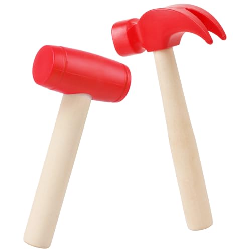 Waenerec 2pcs Toy Hammer Simulation Wooden Hammers Small Plastic Toddler Claw Hammer Portable Kids Maintenance Tools Toys Pretend Play Fake Mallet Hammers for Boys Girls