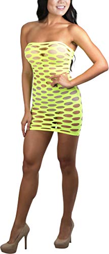 Image of ToBeInStyle Women's Stretch See Through Fishnet Novelty Mini Rave Party Dress