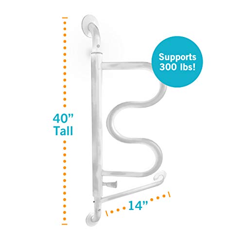 Stander The Curve Grab Bar - Elderly Rotating Wall Mounted Ladder Assist Handle + Bathroom Grab Bar Toilet Aid