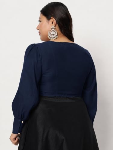 Image of studio rasa Women's Plus Size Chroma Button Down Crop Top for Wedding Festive Party