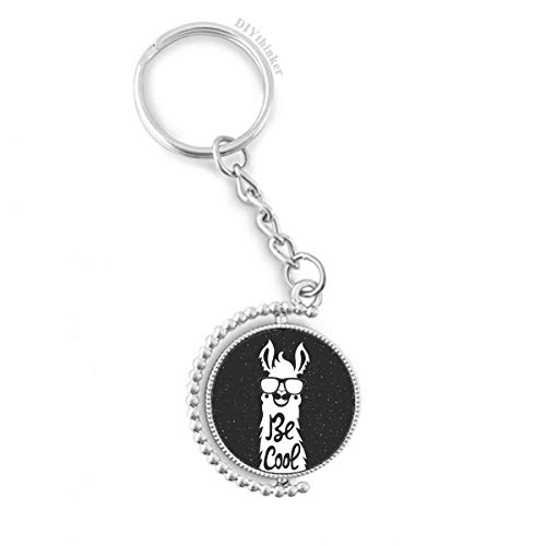 Porte-clés alpaga blanc citation rotatif pour sac et voiture