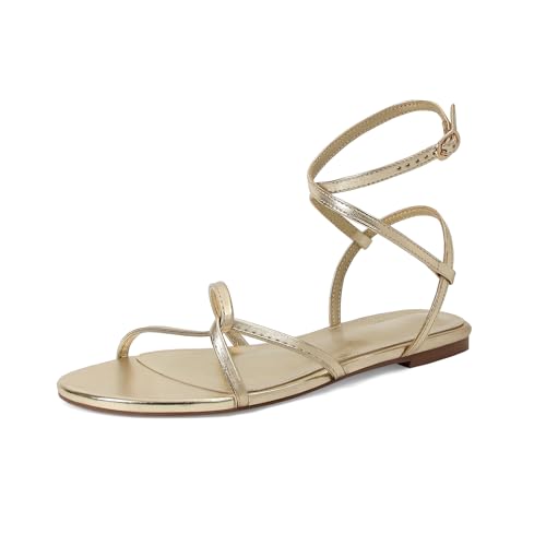 Image of SOVANYOU Strappy Sandals for Women Dressy Flat Sandals Open Toe Cute Summer Sandal with Cross Ankle Strap