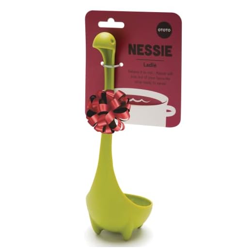 OTOTO Nessie Ladle Spoon - Green Cooking Ladle for Serving Soup, Stew, Gravy & Chili - High Heat Resistant Loch Ness Stand Up Soup Ladle