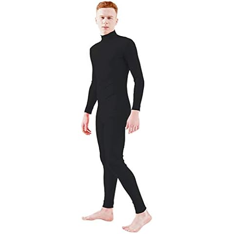 Ensnovo Adult Spandex Turtleneck Long Sleeve One Piece Unitard Bodysuit Dancewear Black, XL Cover