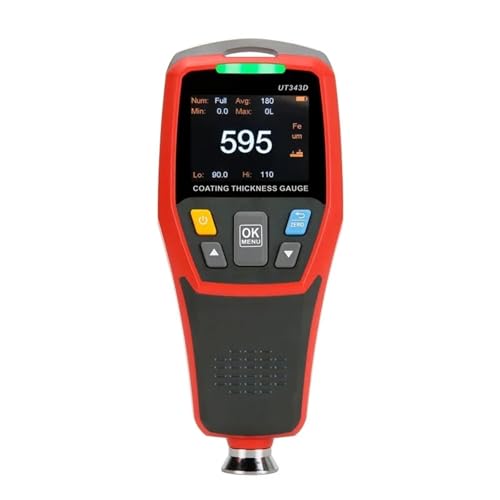 Calibrador de espesores UT343D digital con pantalla LCD retroiluminada de 320 x 240 píxeles, para pintura automotriz y recubrimientos en metales ferrosos y no ferrosos miniatura 1