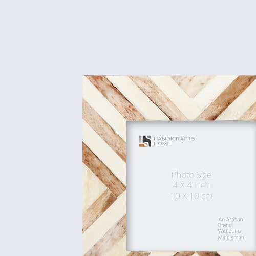 Handicrafts Home PF-4X4X1.25-SUNFLOWER Picture Frames Chevron Herringbone Vintage Handmade Naturals Bone Classic Grey Brown 4X4 Inch thumb #3