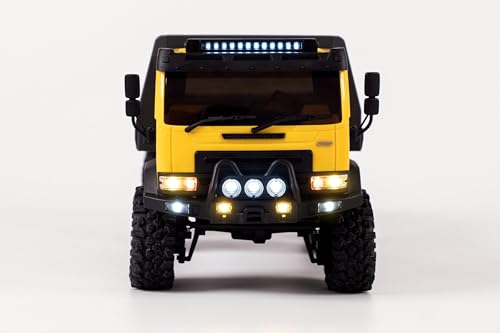 Helidirect Hobbyplus ARKTOS 1/18 RC Rock Crawler 6WD Off-Road All Terrain RTR 6x6 RC Flatbed Truck - Remote Control Car, RC Car for Adults (Yellow Body/Gray Rear Bed (1810430))