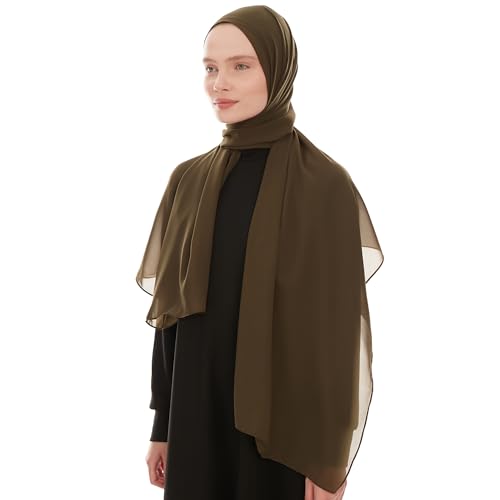 Ayisah Hijab Chiffon Ligero para Mujer   Elegante Hijab Gasa Islámico   Pañuelo Musulmán Transpirable   Sasa Suave y Sedosa Pañuelo   Chal Chiffon Para Damas   Bufanda Accesorio Islámica (Caqui)
