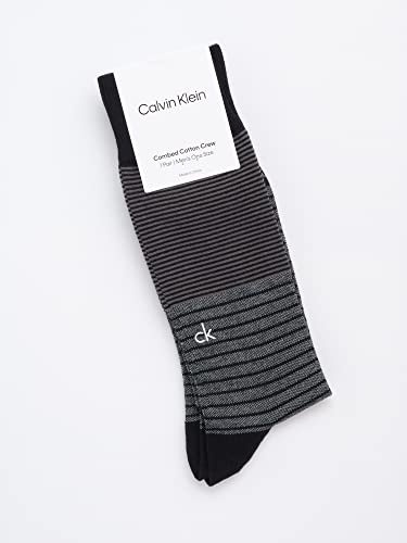 Calvin Klein Men's Socks - Luxury Cotton Blend Dress Socks, Size 7-12, Black Pattern #TOP1