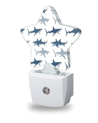 ICRICR Nightlight Cute Shark Decorative Night Lights Plug Into Wall Wild Fish Night Light with Auto Sensor for Bedroom Nursery Hallway Stairway Gifts