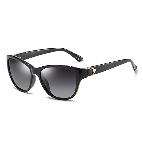 BLEVET Mode Lunettes de Soleil pour Femme Polarisées Classiques 100% UV400 BX007 (Black Frame Gradient Grey Lens) Cover