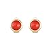 Magna Bijoux Brass Coral Cabochon Clip Earrings (Red Coral)