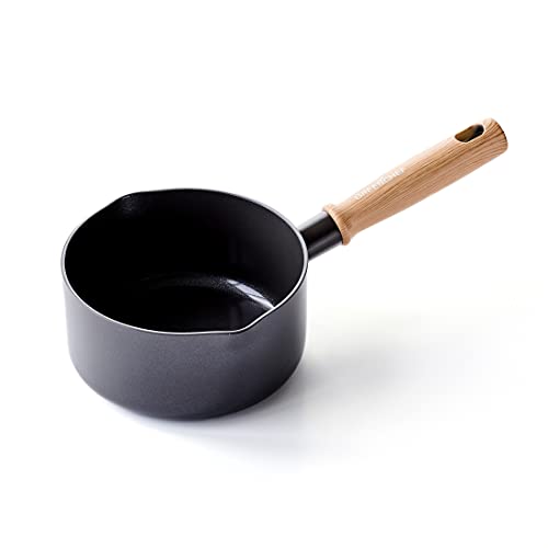 GreenChef Vintage Cazo Antiadherente de Cerámica con 2 Canalones - 16 cm/1.6 L , Gris