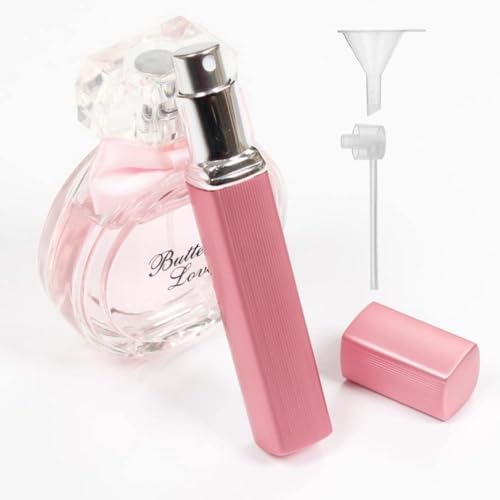 Image of AstonAndia 12ml Perfume Refill Bottle Refillable Perfume Bottle Mini Travel Empty Glass Spray Bottle with Extractor Pump,Funnel (Pink)
