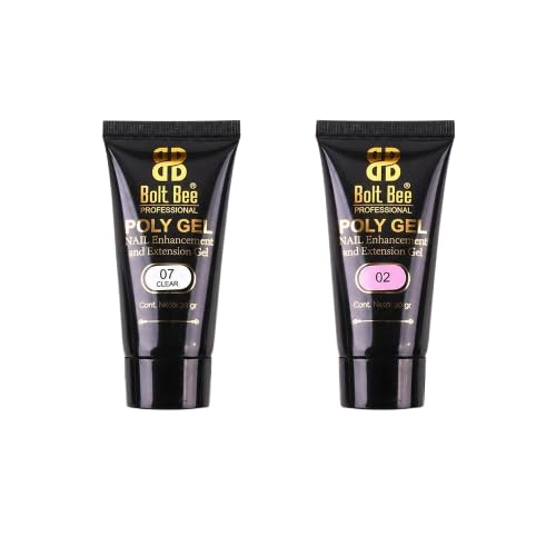 30 ML Polygel 2pcs combo tubes Polygel For Nails Extensions Finger nail art Manicure Acrylic gel Varnish hybrid UV Poly gel- SHADE Pink and clear-image-30