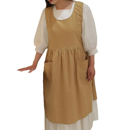 Delantales de Cocina para Mujer, de algodón, Talla Grande, para Mujer, con Bolsillos, para el hogar, la Cocina y el Restaurante