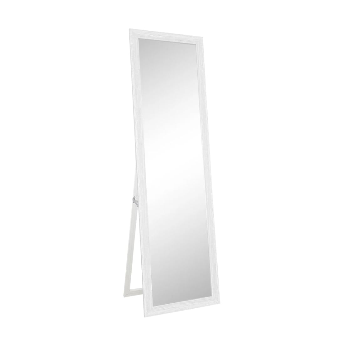Acomoda Textil – Espejo de Pie con Marco de Madera Decorativo, Resistente con Soporte para Habitación, Vestidor, Recibidor y Tienda. Espejo Rectangular Cuerpo Entero. (Kurst Blanco, 120x30 cm)