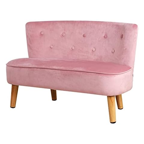 Children Sofa Couch, 2 Seater Kid Couch, Kid Upholstered Chair with Velvet Fabric for Kid Gift (Pink) Cover