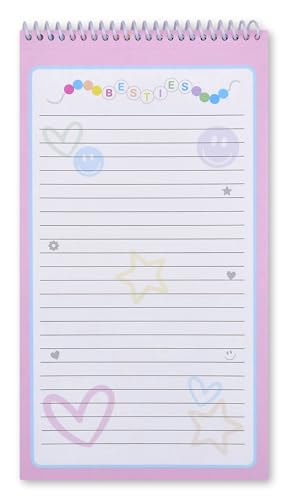 Image of iscream Fold and Send Girls Stationery Note Card Pad with Seals - Besties | 40 Pack, Cute Design, Spiral Bound, Large 10.5 inch x 5.75 inch Cards, Coordinating Sticker Sheets, Fold and Send, Summer Camp Ready