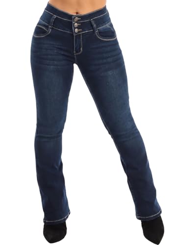 Image of Moda Xpress Women's Butt Lifting High Waisted Bootcut Jeans - Stretchy, Comfortable Flare Jeans in Junior Size Vintage Style