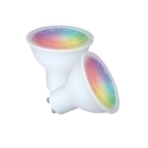 energeeks - Pack 2 Bombillas Inteligentes LED - Multicolor RGB - Casquillo GU10-5W - 400 Lúmenes - Temperatura Ajustable - WiFi + Bluetooth - Compatible con Alexa y Google