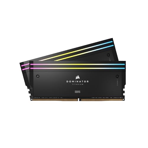 CORSAIR Dominator Titanium RGB DDR5 RAM 32Go (2x16Go) DDR5 Jusqu'à 6400MHz CL32 Intel XMP 3.0 Mémoire pour Ordinateur de Bureau - Noir (CMP32GX5M2B6400C32)