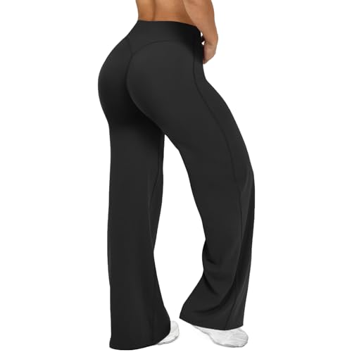 JGS1996 Wide Leg Yoga Pants Women High Waist Stretch Black