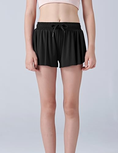 Image of 3 Pack Girls Flowy Shorts with Spandex Liner 2-in-1 Youth Butterfly Skirts for Fitness, Running, Sports