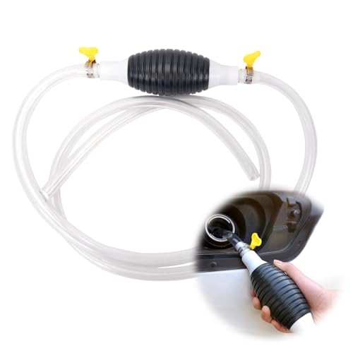 Hoadyush Pompe a Petrole – 2m Pompe a Eau Manuelle, Diesel, Huile & Eau, Portable avec 2 Colliers Métal & Airbag, Démarrage Rapide pour Voiture, Aquarium &...