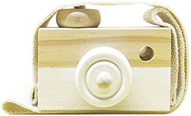 Baby Toy Wooden Mini Camera Toy, Baby Kids Cute Mini Sharpe Toy, Neck Hanging Photographed Props for Baby Toddlers Children Kids' Room Hanging Decor Gift (White)