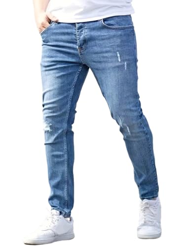 IDEALSANXUN Mens Skinny Jeans Ripped Stretch Stacked Slim Fit Tapered Denim Pants