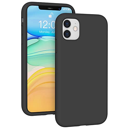 Coque iPhone 11 en silicone liquide noir de 6,1 pouces avec doublure microfibre douce